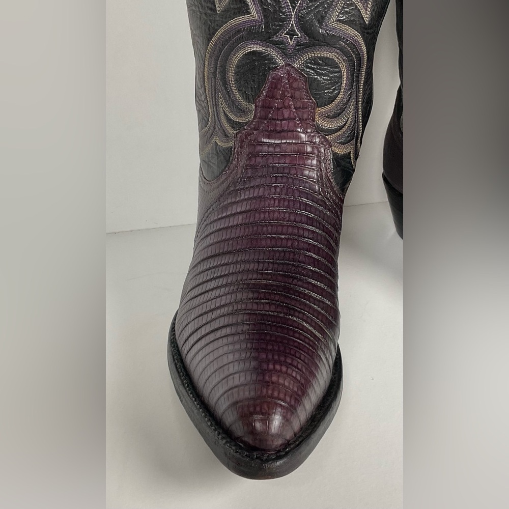Vintage Larry Mahan Teju Lizard Cowgirl Boots | Purple | Women’s 7.5 B - Picture 10 of 16